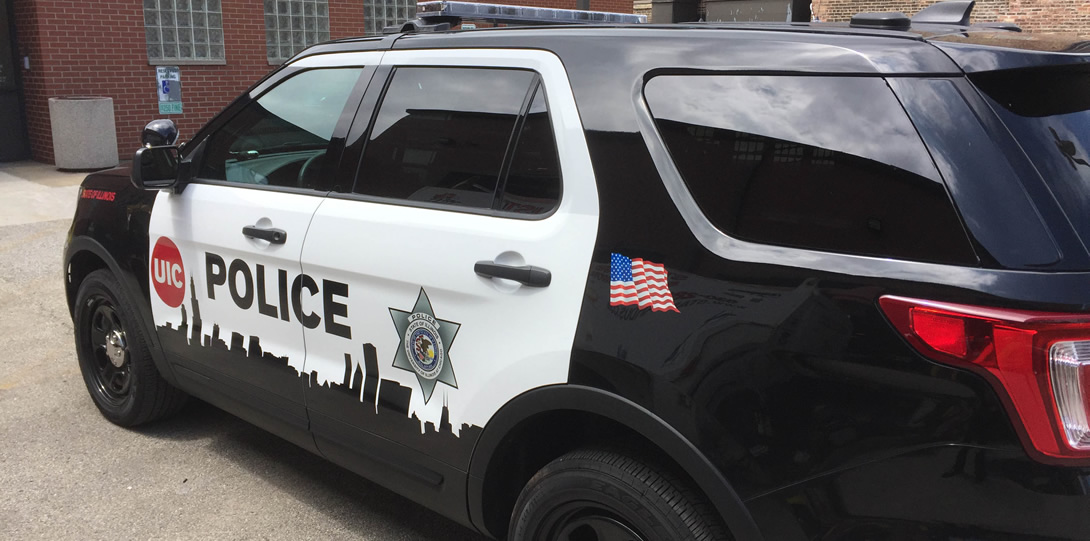 UIC Police patrol cars with a newer, more modern look. 
